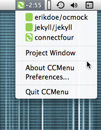 Screenshot: CCMenu